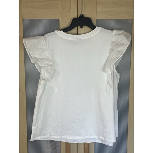 A New Day Flutter Sleeve Blouse Sz 2XL White Women's Casual Summer Top Beach - Picture 3 of 3